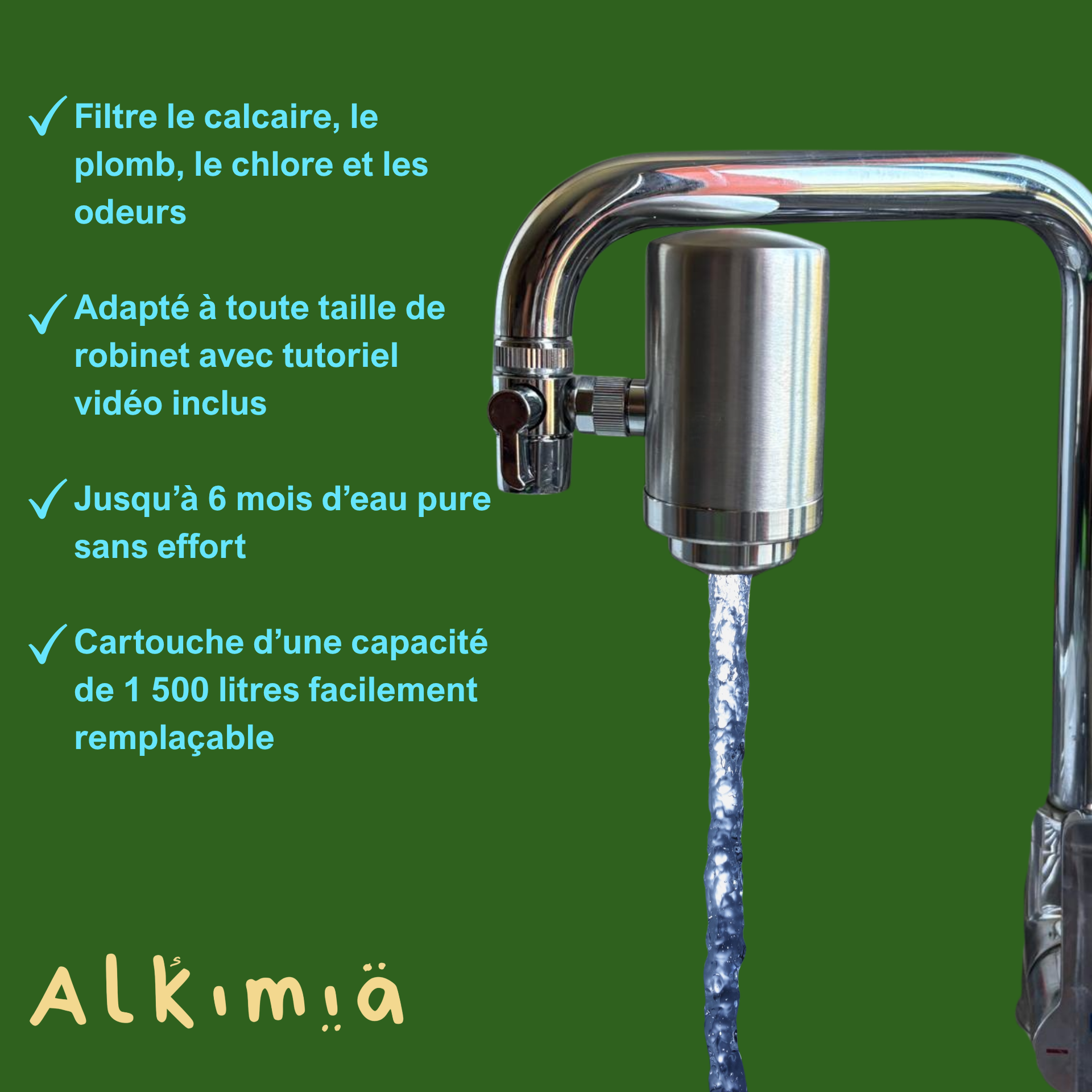 Filtre à Eau pour Robinet (Céramique & Charbon de Coco)